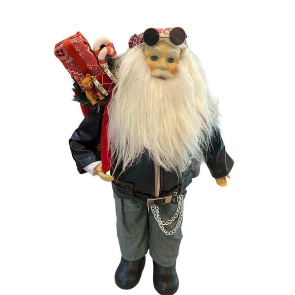 Biker Santa Claus Standing Statue Figure 18” Christmas Holiday Decoration - Picture 1 of 7